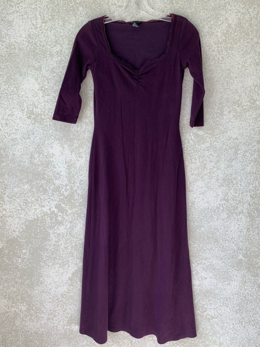 Moda International Plum Long Sleeve Scoop Neck Midi Dress XS Built in Bra